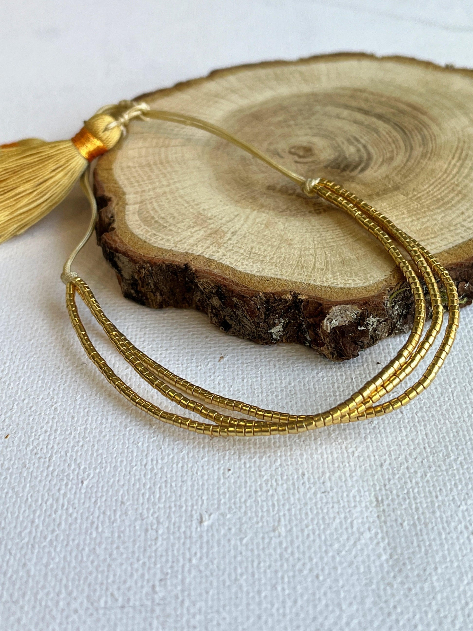 Gold Bead Bracelet with Fringe - Kybalion Jewellery