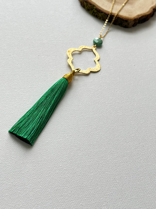 Green Tassel necklace - Kybalion Jewellery