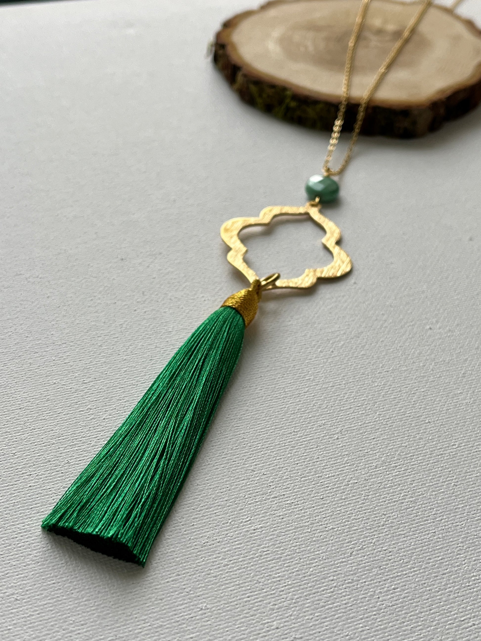 Green Tassel necklace - Kybalion Jewellery