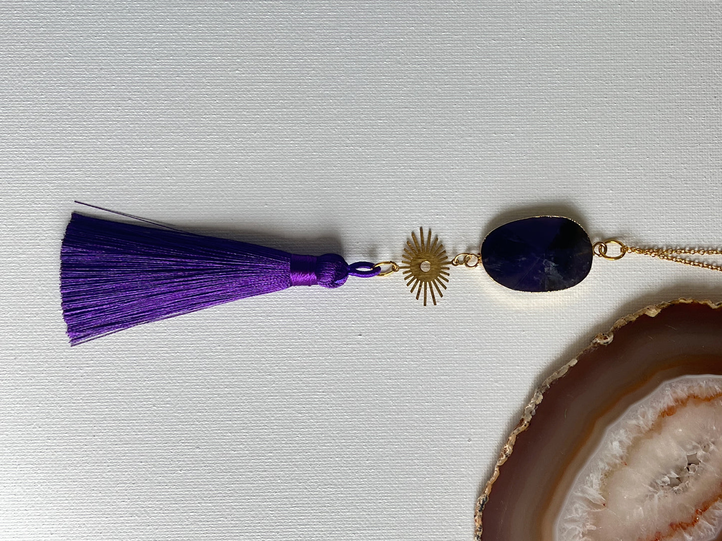 Amethyst Silk Tassel necklace