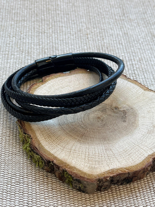 Mens Leather Cord Multi Strand bracelet - Kybalion Jewellery