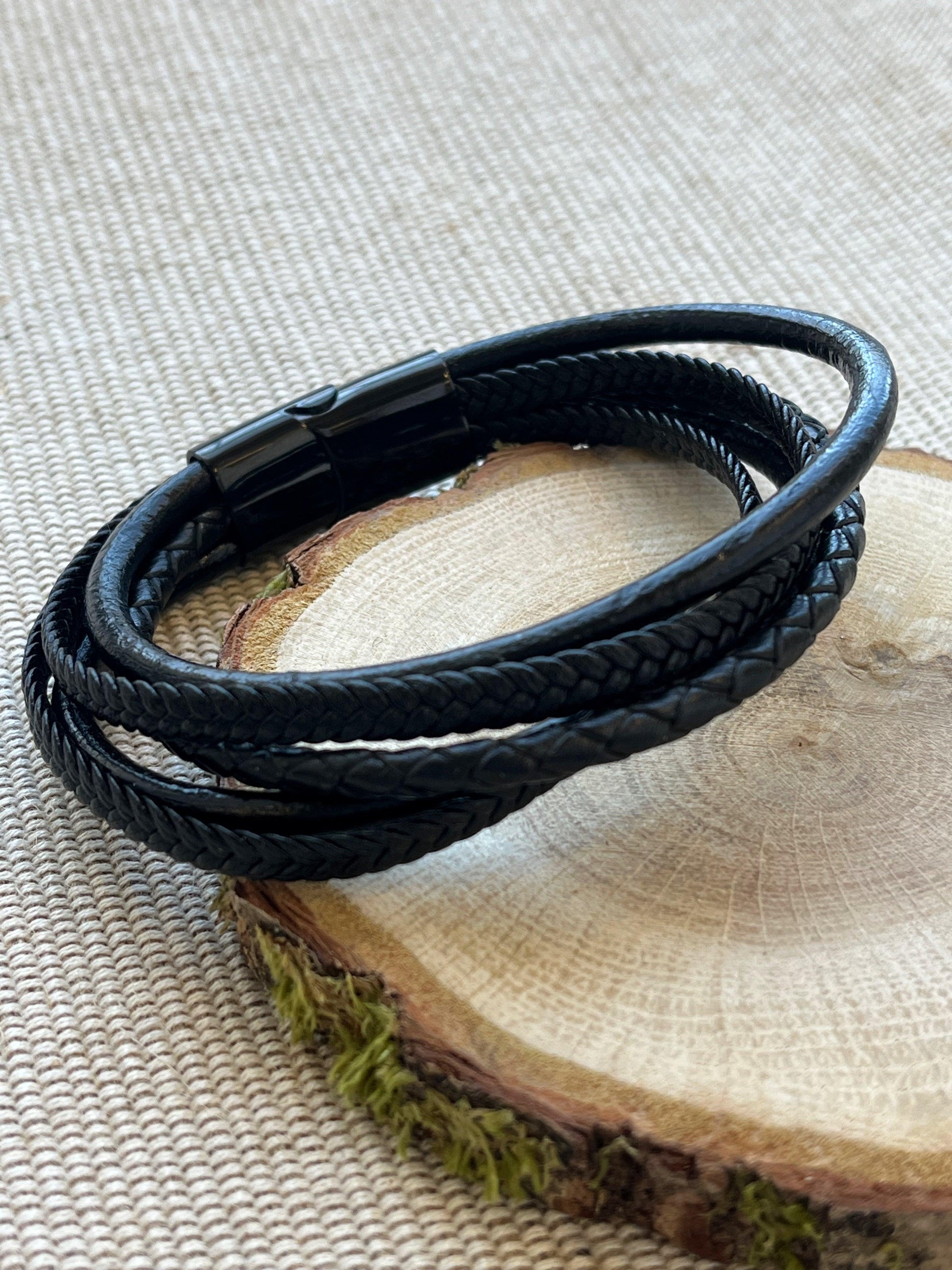 Mens Leather Cord Multi Strand bracelet - Kybalion Jewellery