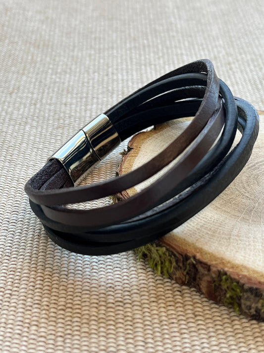 Mens Leather Multistrand Bracelet - Kybalion Jewellery