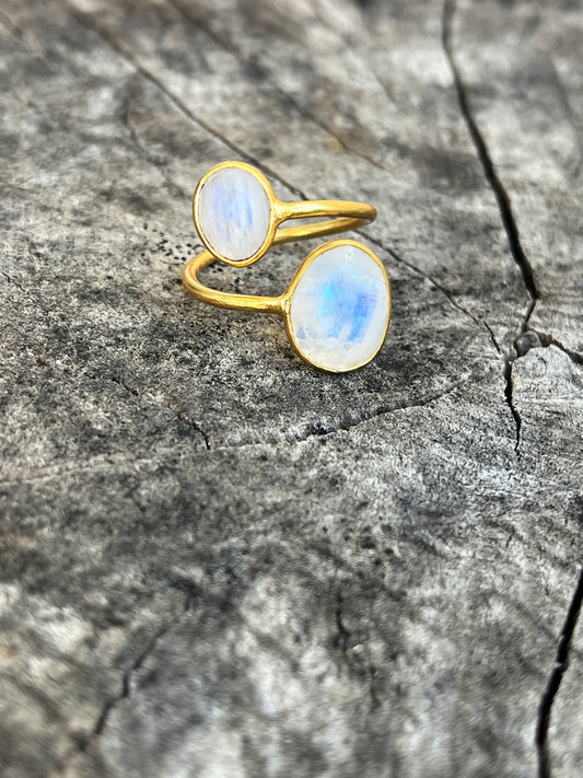 Moonstone & Pink Tourmaline Ring - Kybalion Jewellery