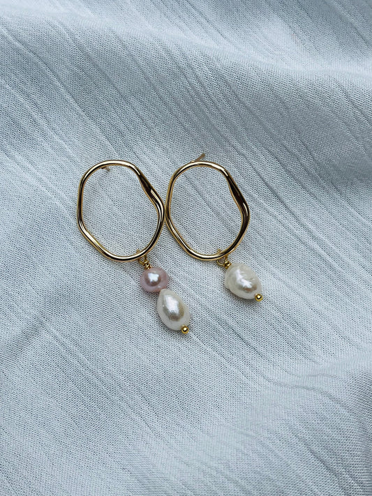 Pearl Asymmetrical Earrings - Kybalion Jewellery