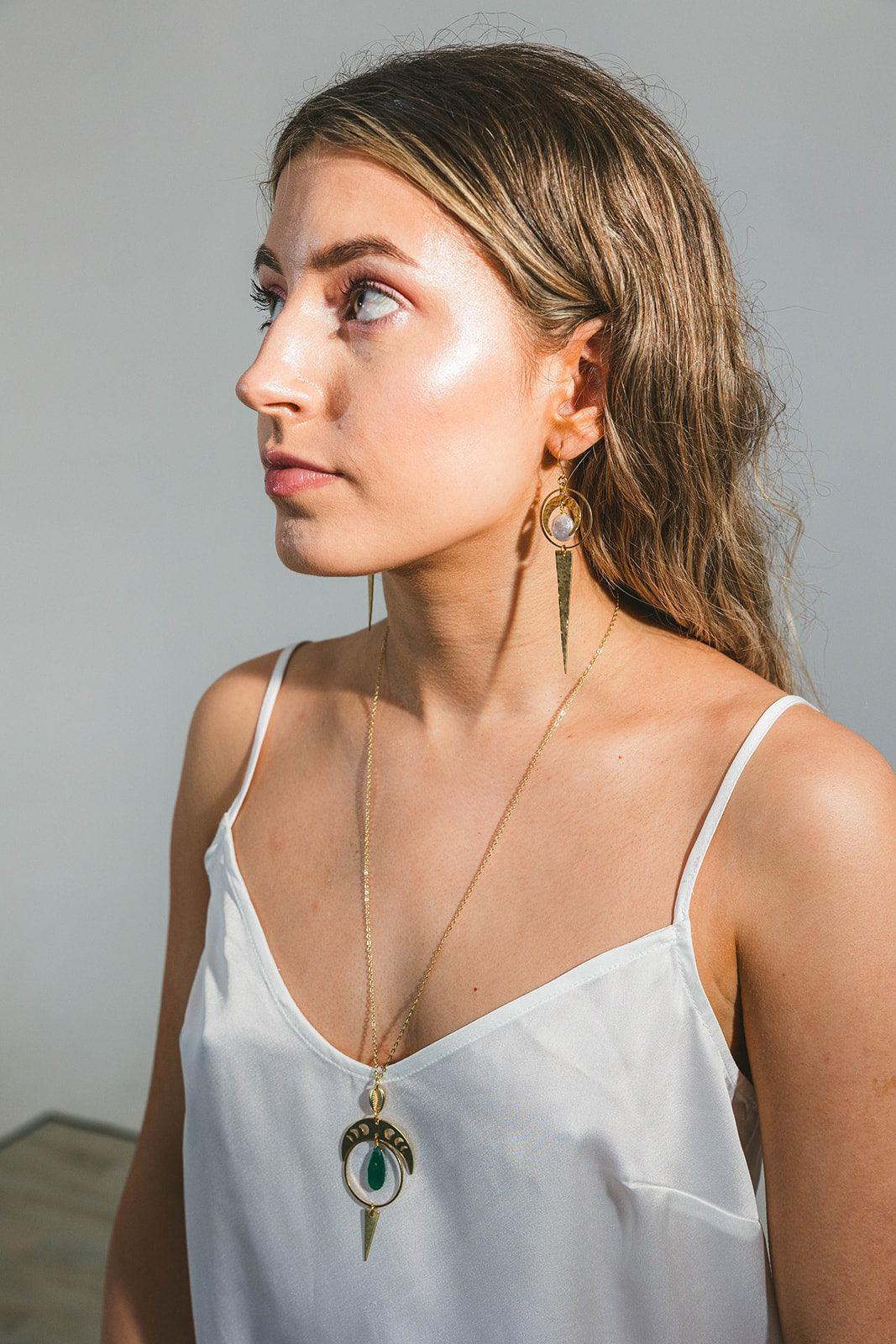 Pearl Moon Earrings - Natural Pearl - Kybalion Jewellery