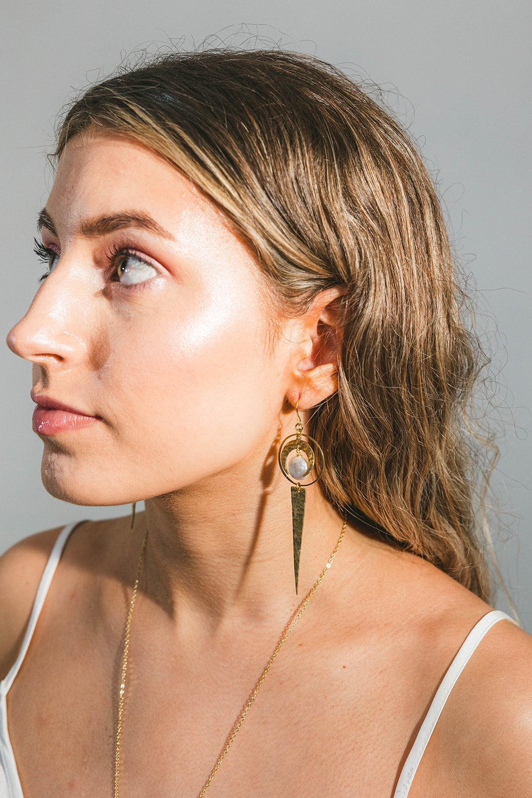 Pearl Moon Earrings - Natural Pearl - Kybalion Jewellery