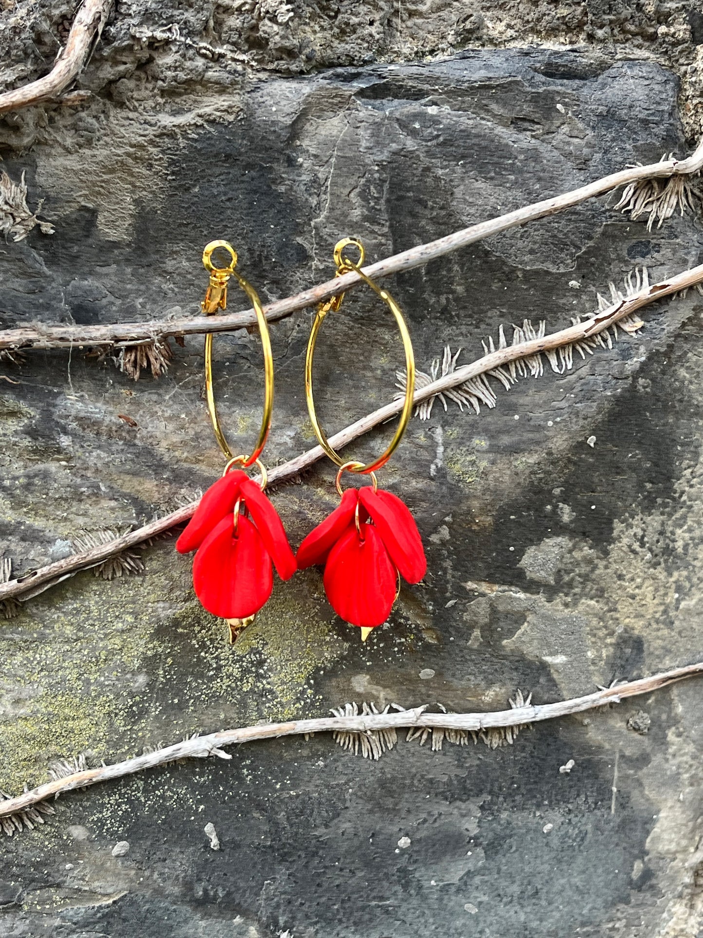 Red Petal Hoops - Kybalion Jewellery