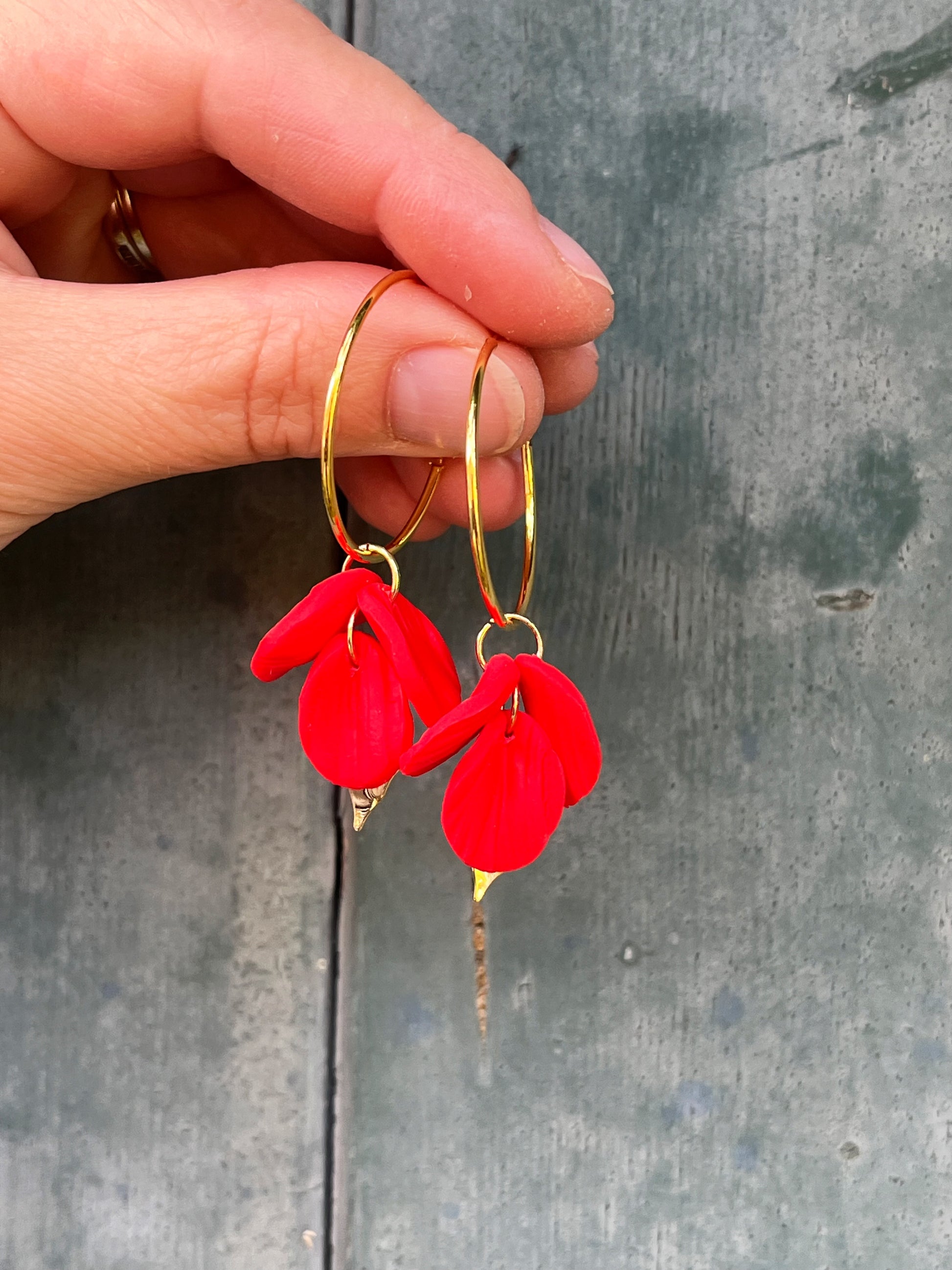 Red Petal Hoops - Kybalion Jewellery