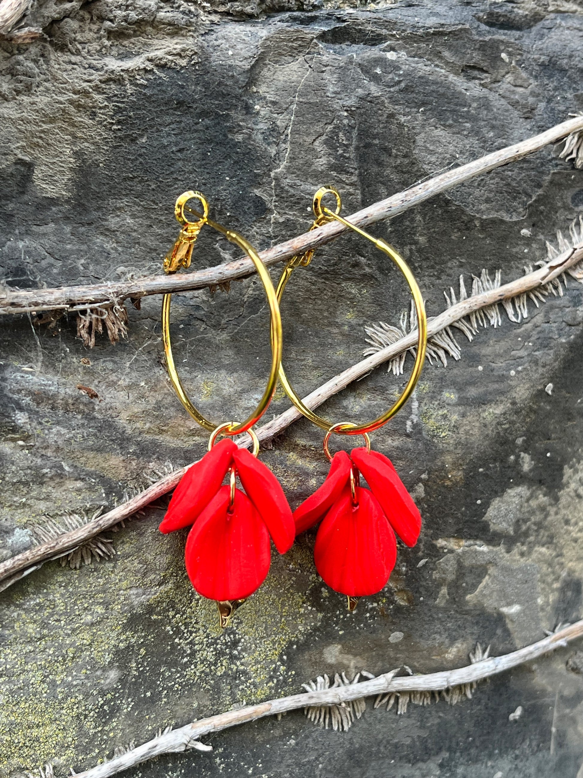 Red Petal Hoops - Kybalion Jewellery