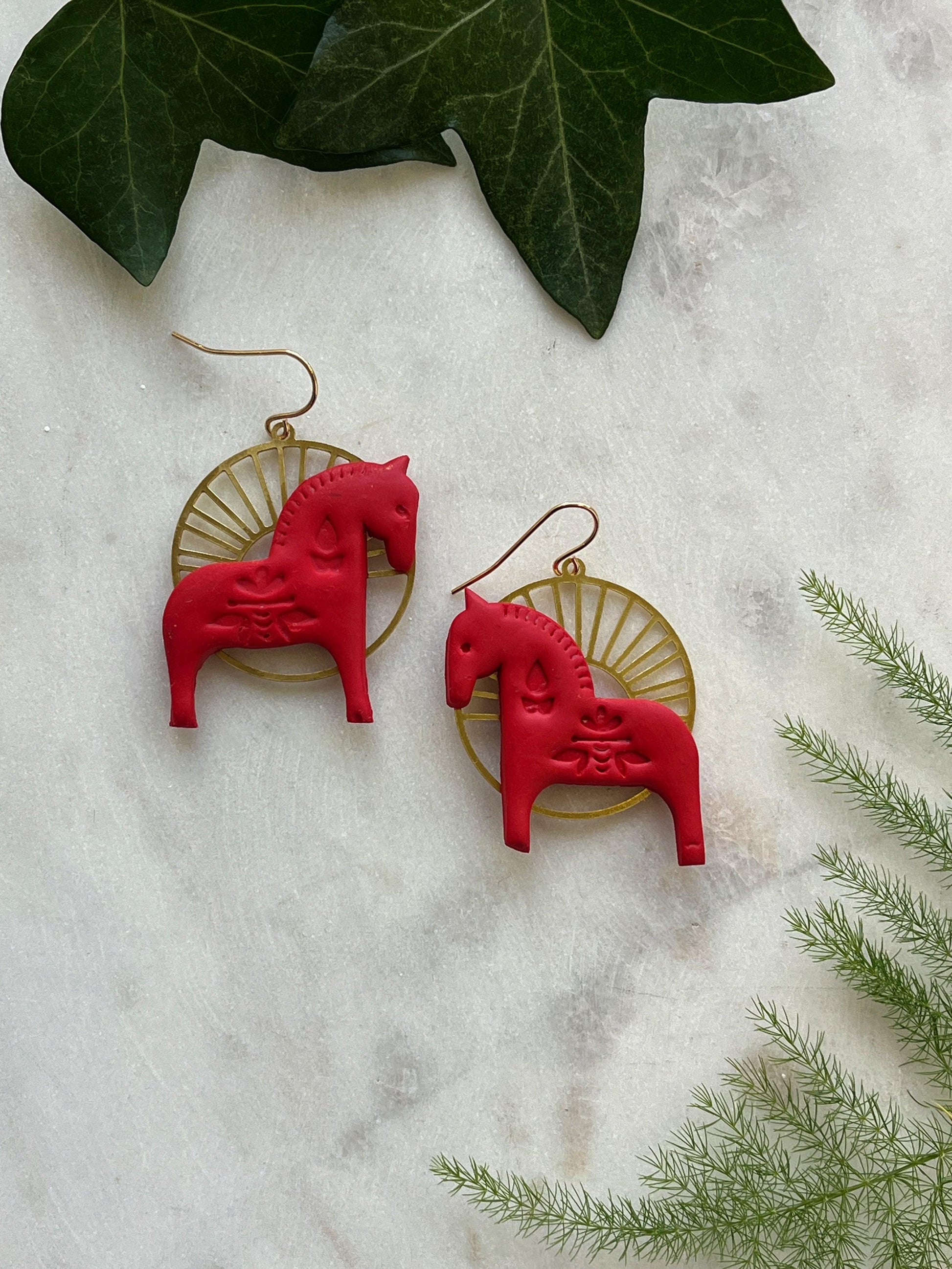 Red Rum Horse Earrings - Kybalion Jewellery