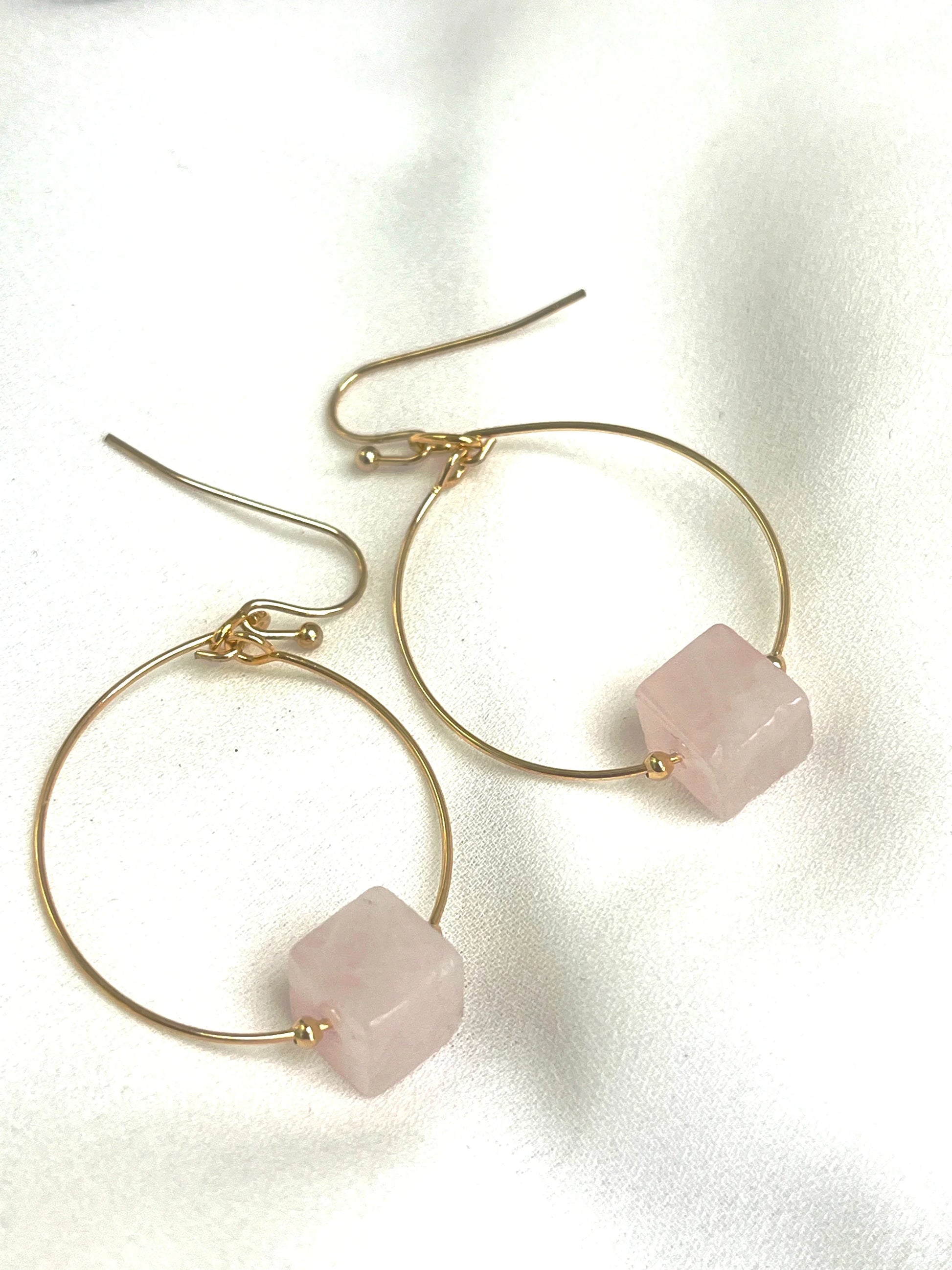 Rose Quartz Hoop Earrings - Kybalion Jewellery