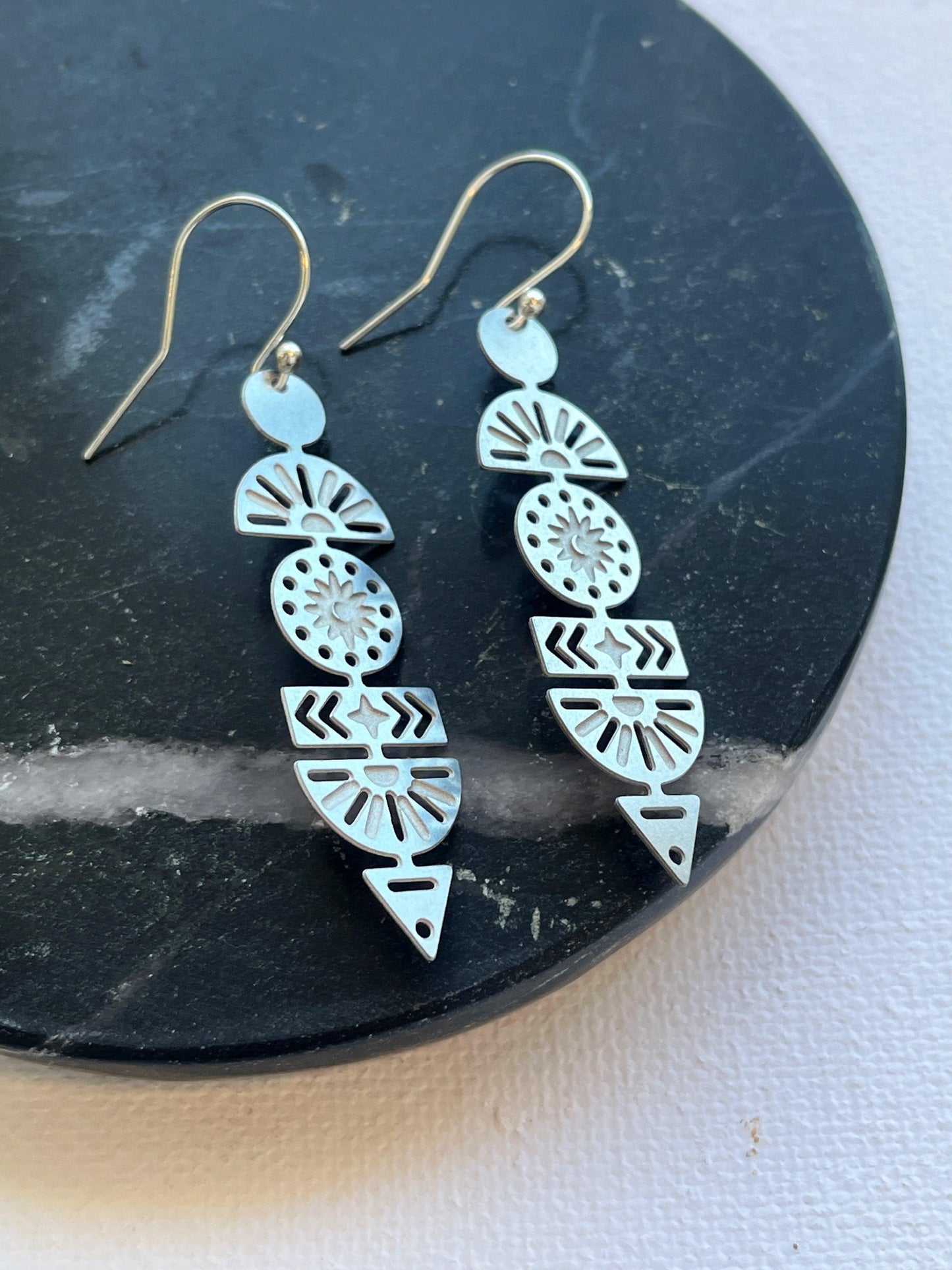 Silver Inca Earrings - Kybalion Jewellery