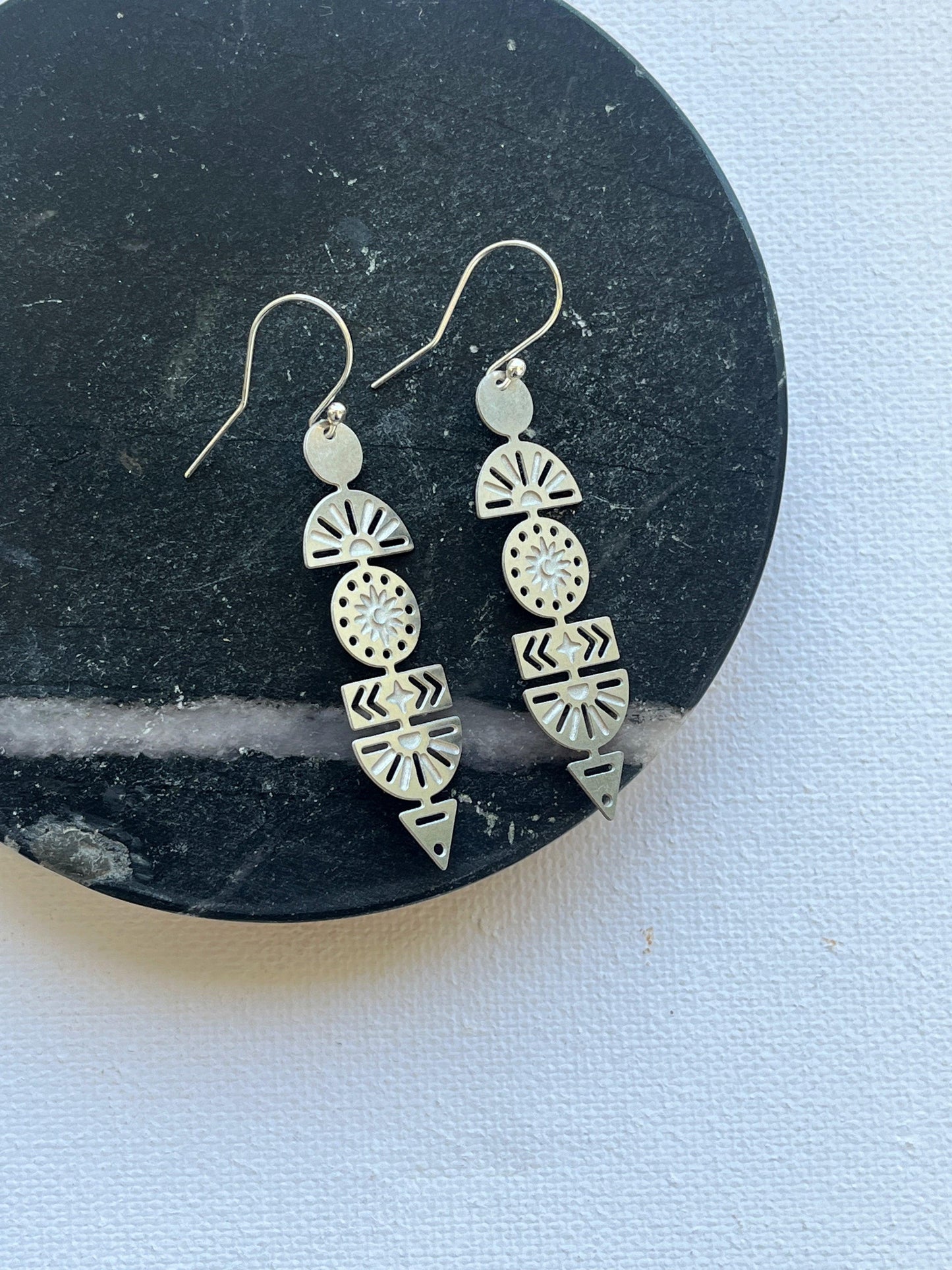 Silver Inca Earrings - Kybalion Jewellery