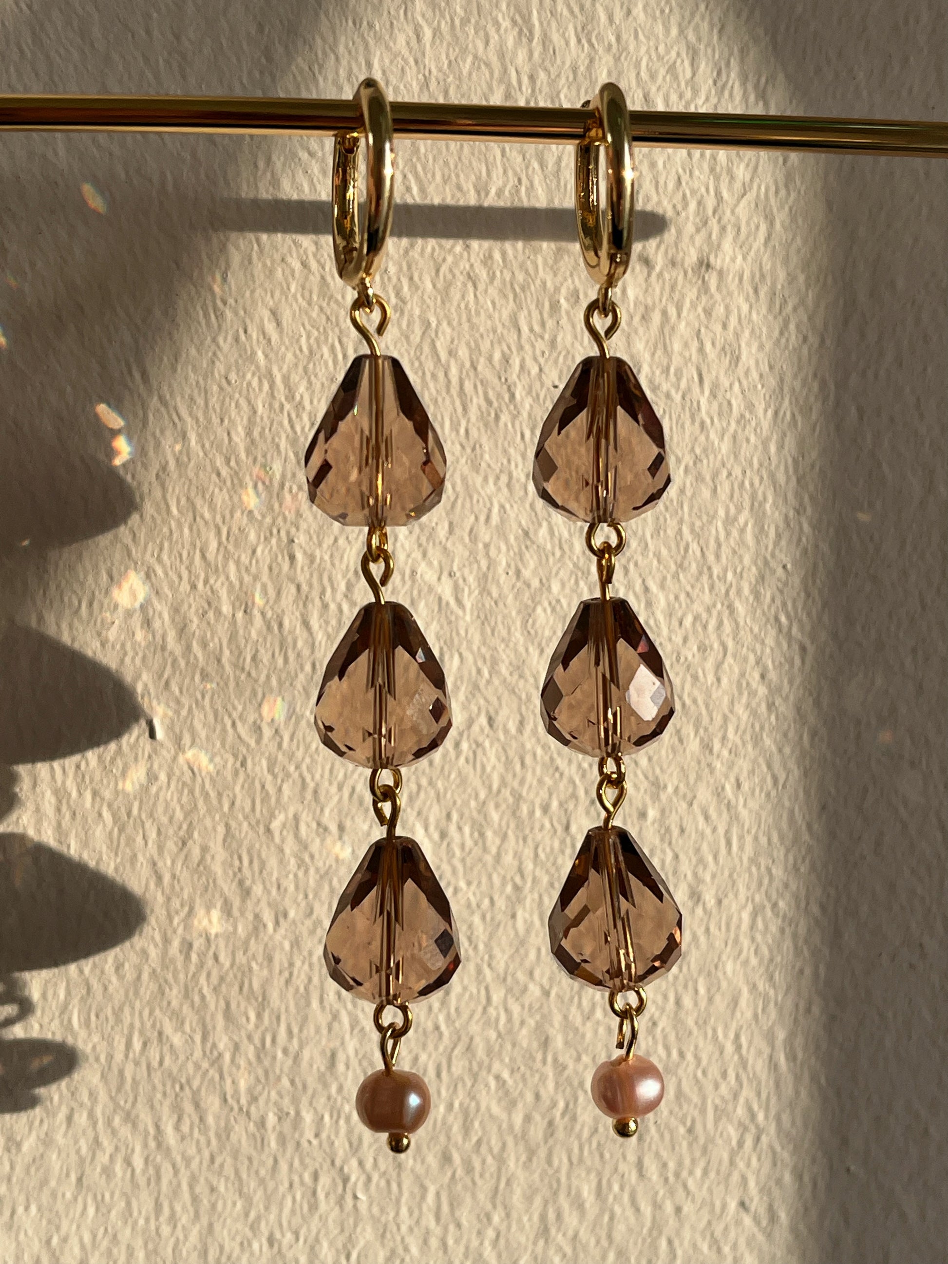 Smokey Quartz Glass Earrings - Kybalion Jewellery