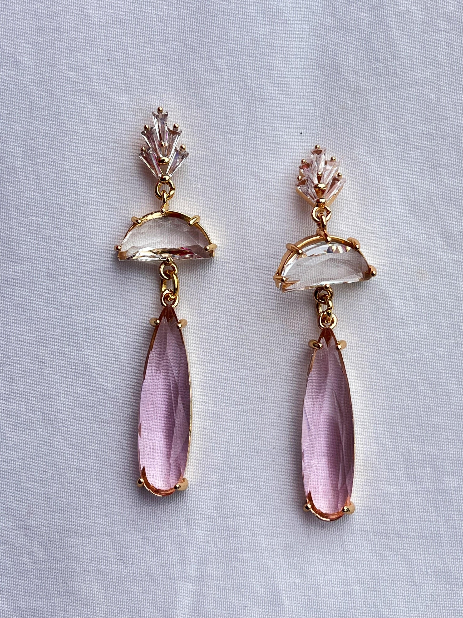 Statement Glass Earrings - Pink - Kybalion Jewellery