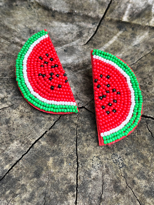 Watermelon beaded studs - Kybalion Jewellery