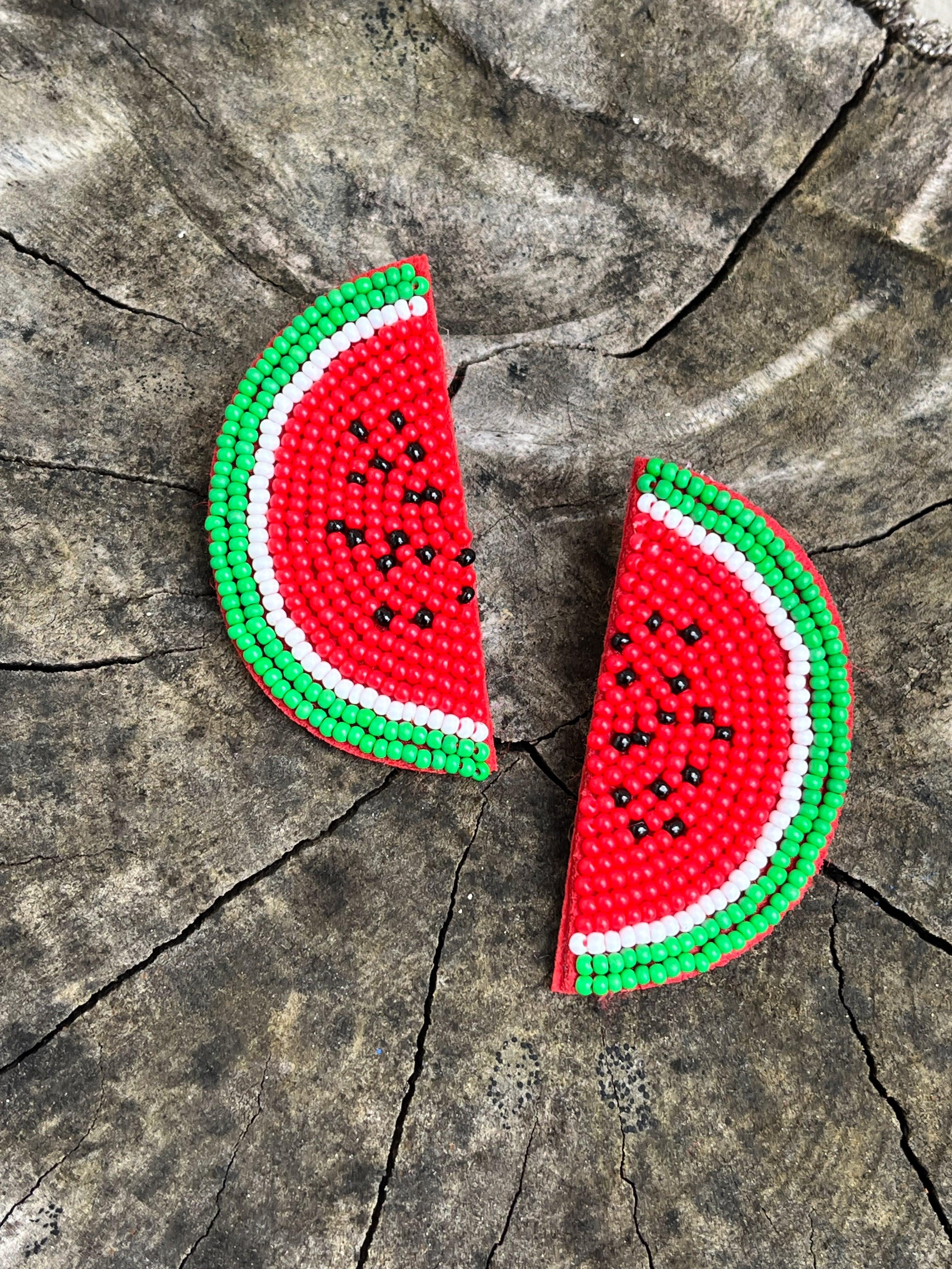 Watermelon beaded studs - Kybalion Jewellery