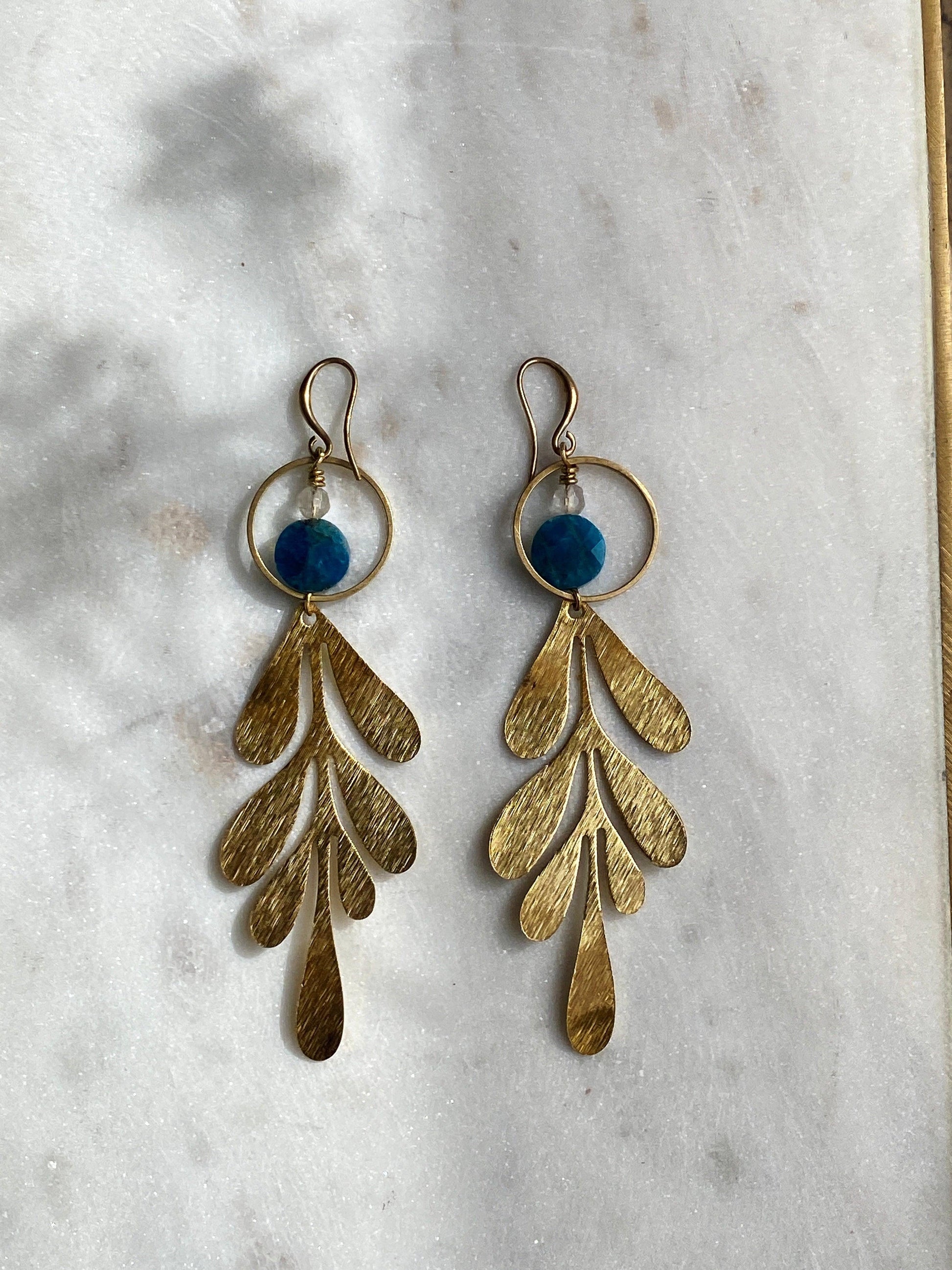 Apatite Leaf Earrings - Kybalion Jewellery