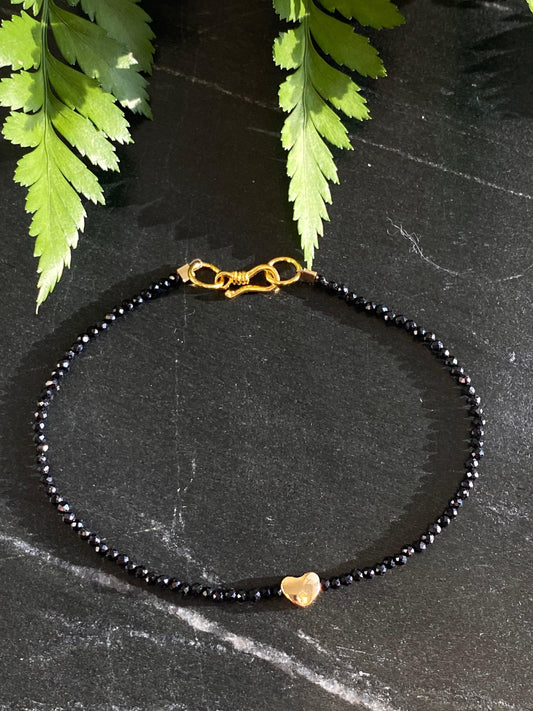 Black Tourmaline Heart Bracelet - Kybalion Jewellery