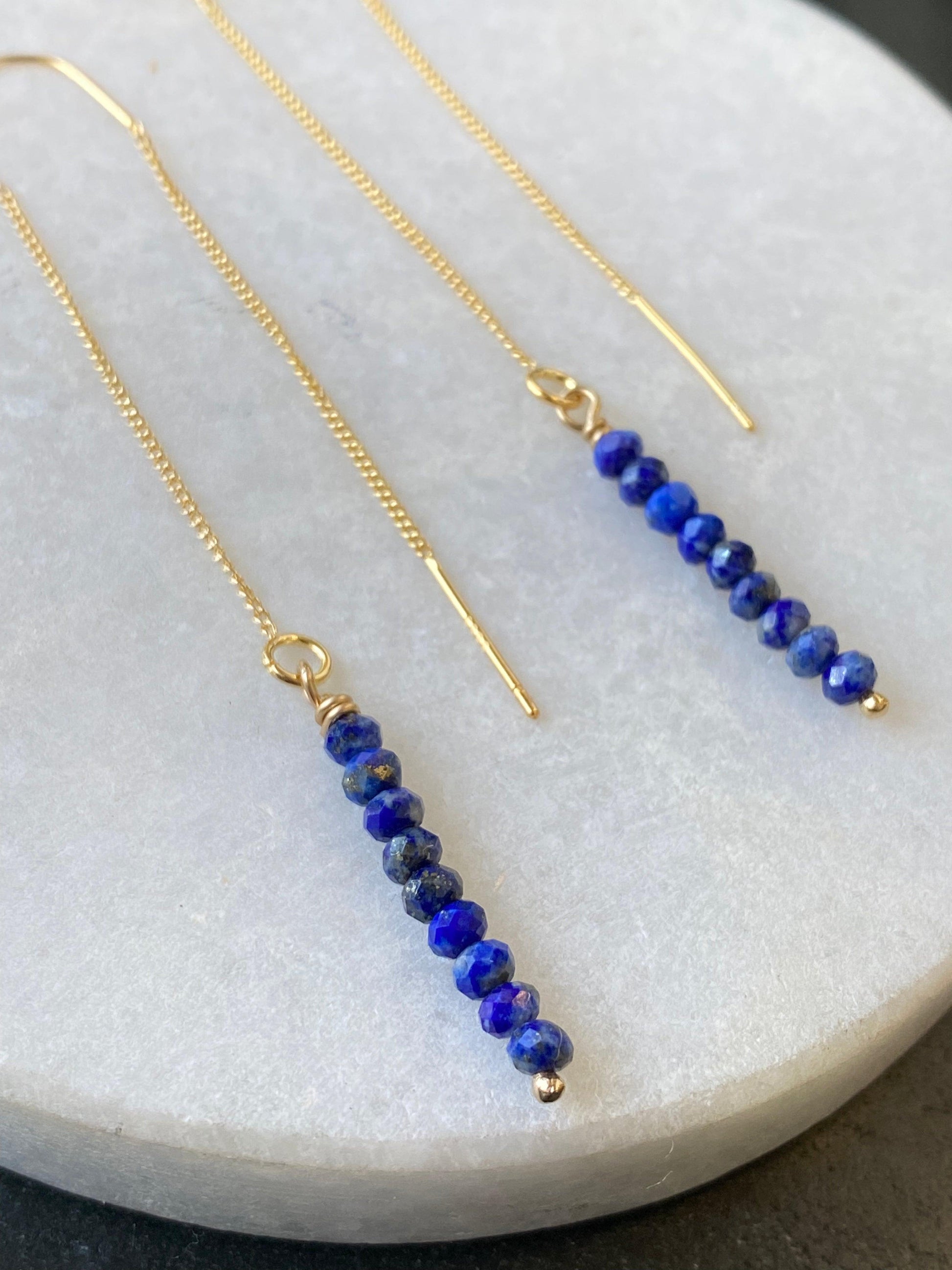 Blue Lapis Threader Earrings - Kybalion Jewellery