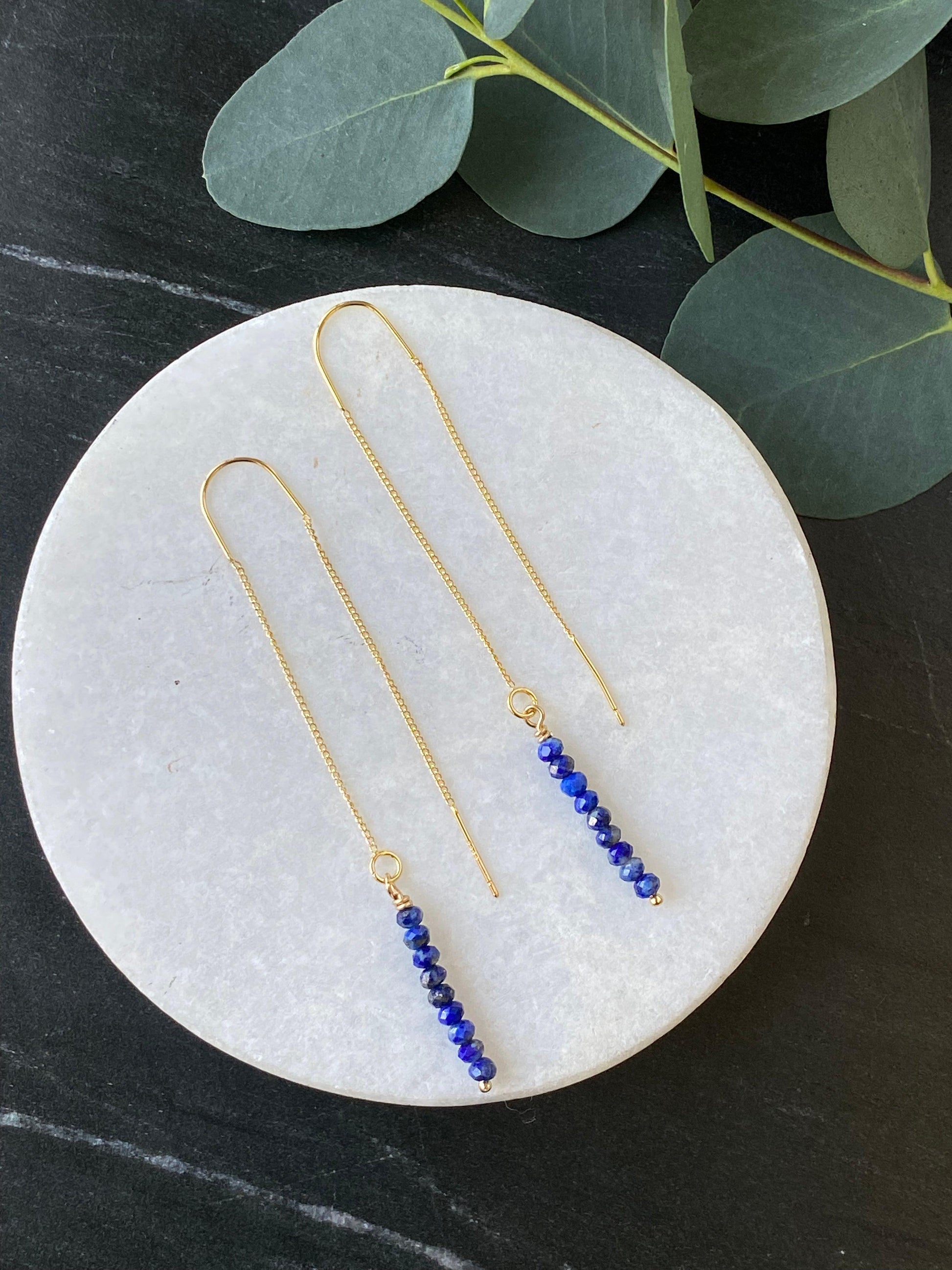 Blue Lapis Threader Earrings - Kybalion Jewellery