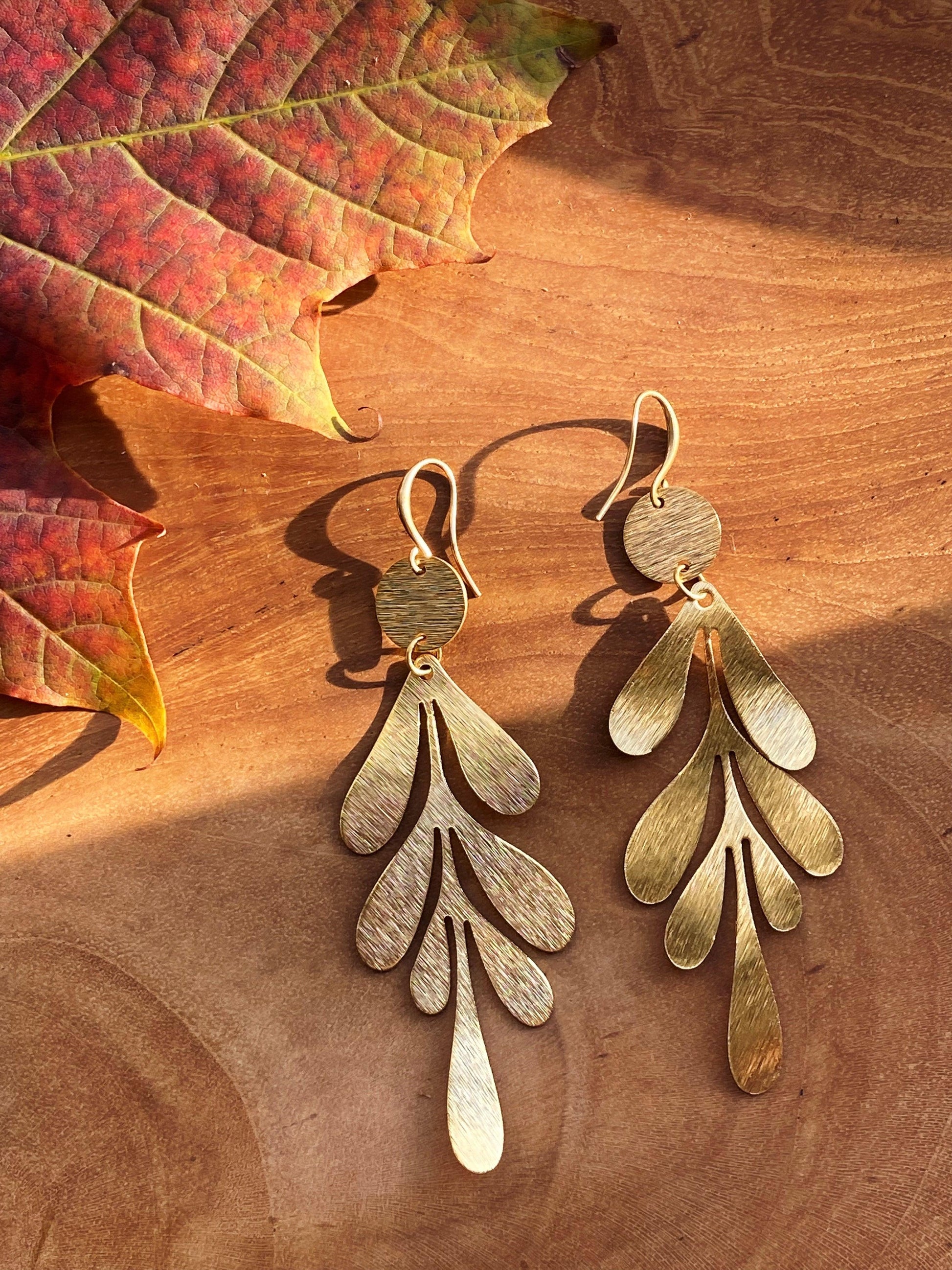 Gold Leaf Earrings - Kybalion Jewellery