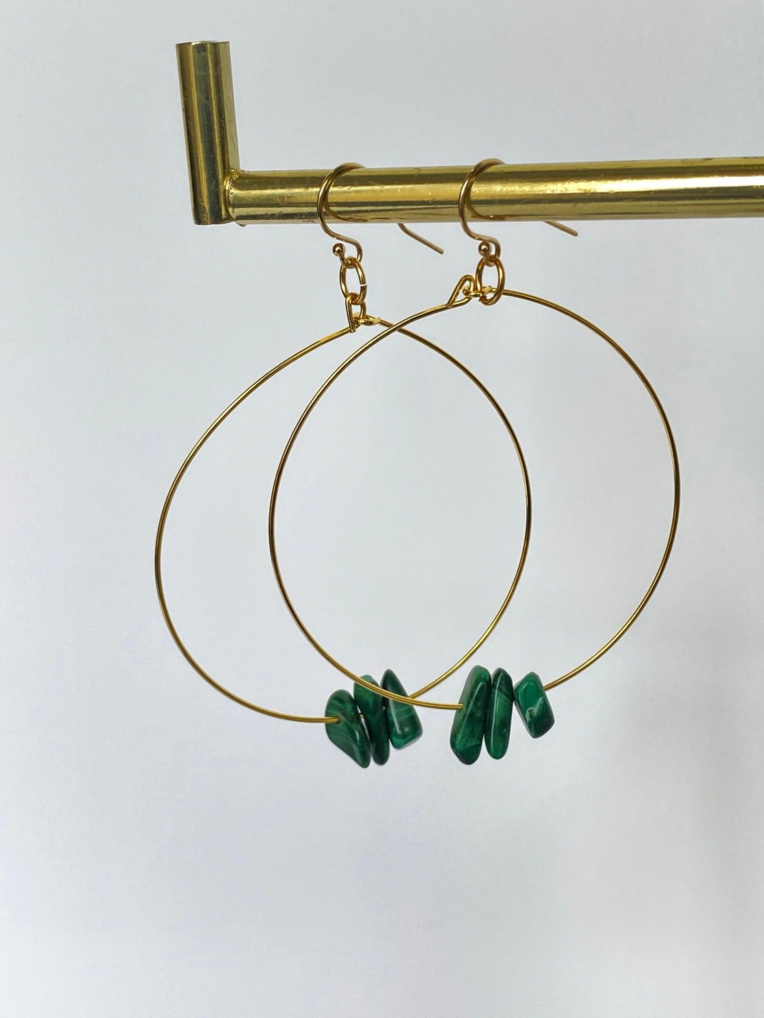 Green Malachite Gold Filled Earrings - Kybalion Jewellery