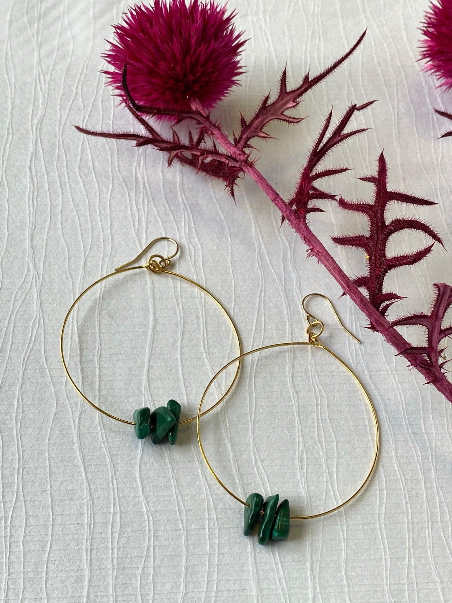Green Malachite Gold Filled Earrings - Kybalion Jewellery