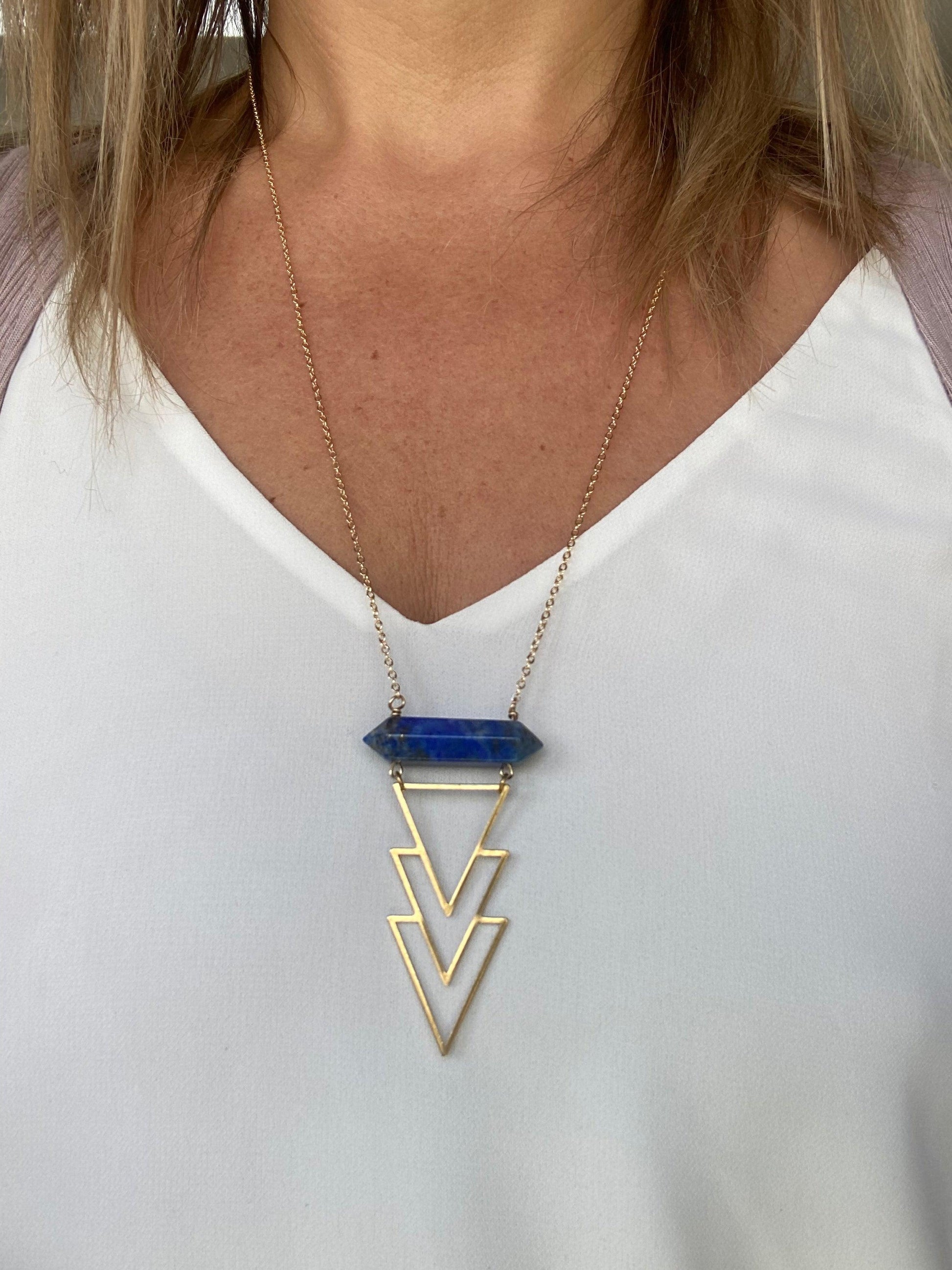 Pharaoh Necklace - Blue Lapis with Sacred Geometry Symbol - Kybalion Jewellery
