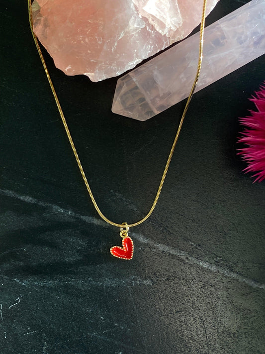 Tiny Red Heart Necklace - Kybalion Jewellery