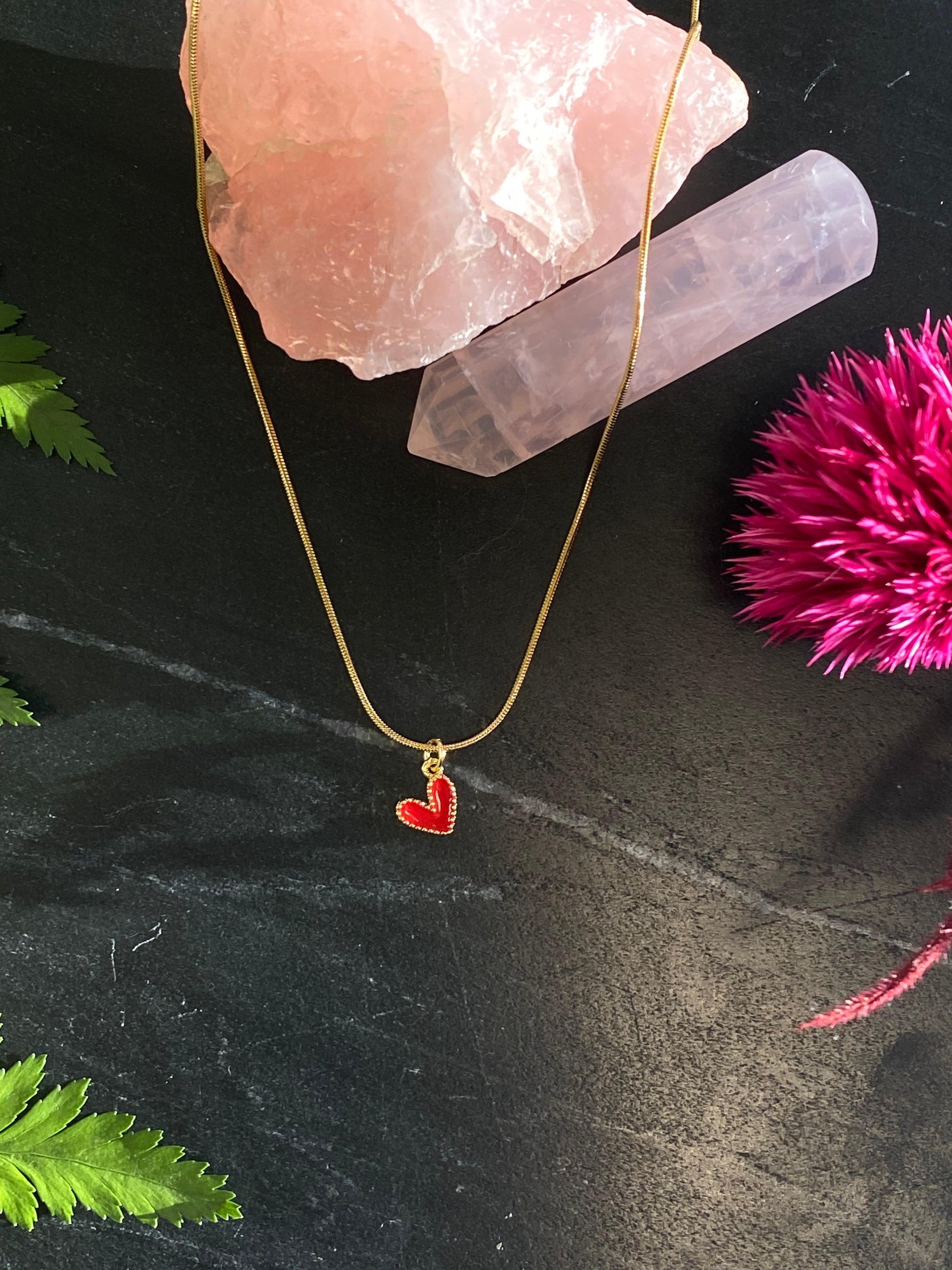 Tiny Red Heart Necklace - Kybalion Jewellery